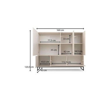 Highboard - braun - Materialmix - 160 cm - 120,5 cm | Möbel Kraft