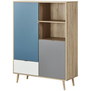 Highboard  Cabia ¦ blau ¦ Maße (cm): B: 103 H: 139 T: 40