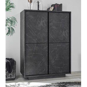 Highboard 92 x 145 x 43cm Grau/Marmor Anthrazit Dekor