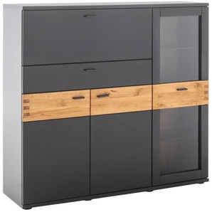 Highboard Cesena, schwarzgrau/Wildeiche