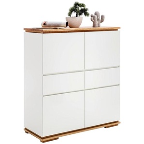 Highboard Chiaro, Weiß, Eiche, Holzwerkstoff, Asteiche, Eiche, massiv, 4 Fächer, 2 Schubladen, 102x115x40 cm, Typenauswahl, Beimöbel erhältlich, Holzmöbel, Kleinmöbel Holz, Holzkommoden, Highboards Holz