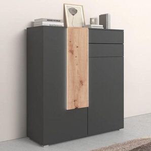 Highboard COTTA Montana Sideboards Gr. B/H/T: 120 cm x 121 cm x 39 cm, 2, schwarz (schwarz, artisan) Highboards inkl. LED-Beleuchtung, mit Push-To-Open, Breite 120 cm