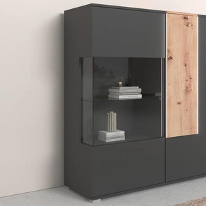 Highboard COTTA Montana Sideboards Gr. B/H/T: 120 cm x 121 cm x 39 cm, schwarz (schwarz, artisan) Highboards Breite 120 cm, inkl. LED-Beleuchtung und Push-To-Open