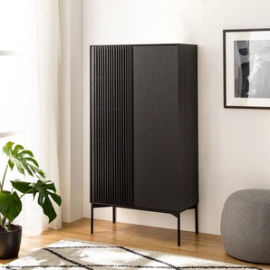 Highboard 80 x 155 x 40cm Schwarz/Eiche Schwarz