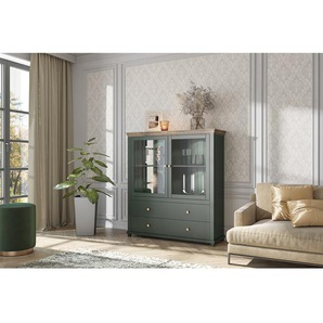 Highboard 126 x 138 x 42cm Grün/Dunkelgrün