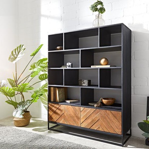 Highboard Famke 120 cm Mango Teak 10 Fächer 2 Türen, Highboards