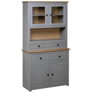 Highboard Grau 93x40,5x180 cm Kiefernholz Panama