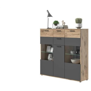 Highboard  Monsano ¦ grau ¦ Maße (cm): B: 140 H: 134