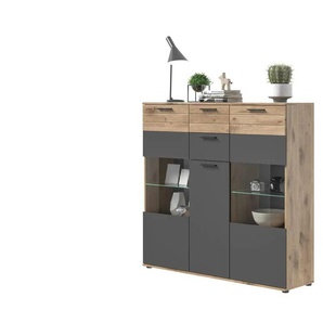 Highboard - grau - Materialmix - 140 cm - 134 cm | Möbel Kraft