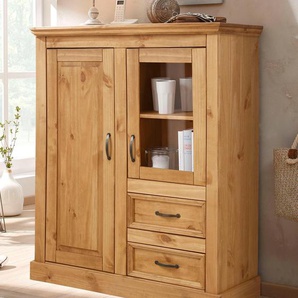 Highboard HOME AFFAIRE Selma Sideboards Gr. B/H/T: 100 cm x 120 cm x 38 cm, beige (natur gebeizt, gewachst) Highboards Breite 100 cm