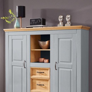 Highboard HOME AFFAIRE Selma Sideboards Gr. B/H/T: 130 cm x 130 cm x 38 cm, grau (grau, gebeizt) Highboards Breite 130 cm