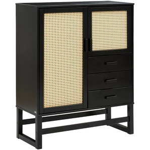 Highboard HOME AFFAIRE Sideboards Gr. B/H/T: 90 cm x 110 cm x 38 cm, 3, schwarz (schwarz, natur) Highboards