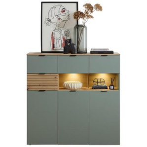 Highboard Ina, schilfgrün/Artisan Eiche, 125 cm
