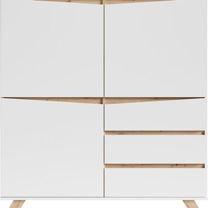 Highboard INOSIGN Valentin, weiß, B:120cm H:137cm T:38cm, Spanplatte, Melamin, Sideboards, 3 Schubkästen und 3 Türen, Breite 120cm in modernem Scandi - Design, Topseller