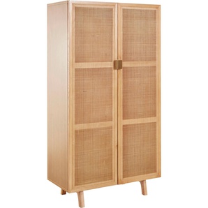 Highboard Lina, beige (natural wood), B:80cm H:150cm T:42cm, FSC-zertifizierter Holzwerkstoff, LEGER HOME BY LENA GERCKE, Sideboards, Mit Rattan Einsatz, 3 Innenfächer, teilmassiv, Topseller