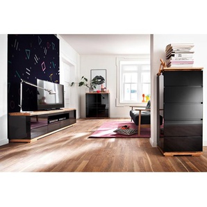Highboard 102 x 115 x 40cm Schwarz/Hochglanz Schwarz
