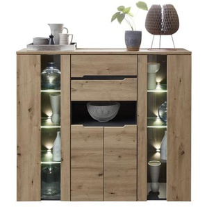 Highboard Memphis, Artisan Eiche Nachbildung/graphit, inkl. LED-Beleuchtung