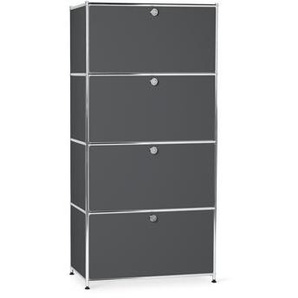 Highboard Metall »CN3« mit 4 Klappenfächern, grau