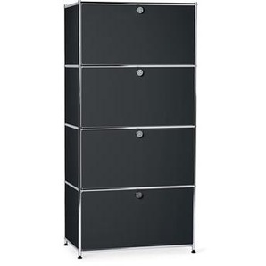 Highboard Metall »CN3« mit 4 Klappenfächern, schwarz