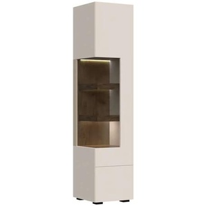 Highboard PLACES OF STYLE Sky45 Sideboards Gr. B/H/T: 45 cm x 201 cm x 47 cm, Höhe 201 mit Beleuchtung, beige (cashmere farbe) Highboards Lackiert mit wasserbasiertem UV-Lack