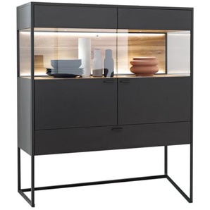 Highboard Plan X, anthrazit/Eiche rustico