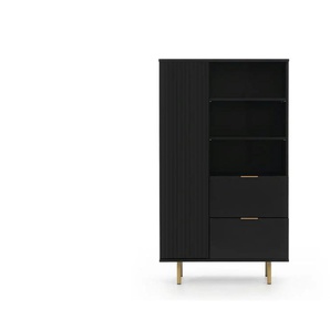 Highboard  Bianco ¦ schwarz ¦ Maße (cm): B: 80 H: 140