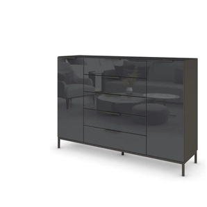 Highboard Flipp - schwarz - Materialmix - 160 cm - 110 cm | Möbel Kraft