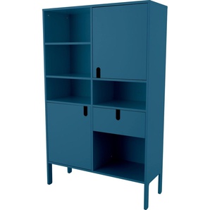 Highboard TENZO UNO Sideboards Gr. B/H/T: 109 cm x 176 cm x 40 cm, blau (petrol) Highboards mit 2 Türen, 1 Schublade und 5 offenen Fächer