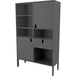 Highboard TENZO UNO Sideboards Gr. B/H/T: 109 cm x 176 cm x 40 cm, grau Highboards mit 2 Türen, 1 Schublade und 5 offenen Fächer