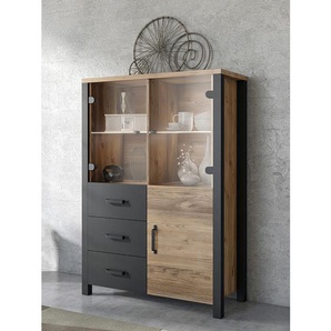 Highboard 101 x 146 x 43cm Braun/Fichte Dekor
