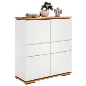 Xxxl Highboard Chiaro, Weiß, Eiche, Holzwerkstoff, Asteiche, Eiche, massiv, 4 Fächer, 2 Schubladen, 102x115x40 cm, Typenauswahl, Beimöbel erhältlich,