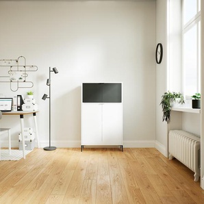 Highboard Weiß - Elegantes Highboard: Türen in Schwarz - Hochwertige Materialien - 77 x 129 x 34 cm, Selbst designen