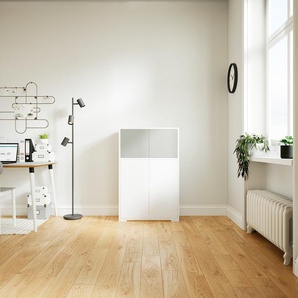 Highboard Weiß - Elegantes Highboard: Türen in Grau - Hochwertige Materialien - 77 x 119 x 34 cm, Selbst designen