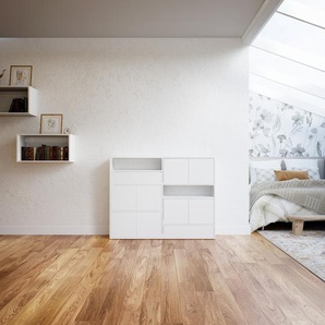 Highboard Weiß - Highboard: Schubladen in Weiß & Türen in Weiß - Hochwertige Materialien - 151 x 118 x 34 cm, Selbst designen