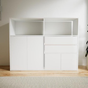 Highboard Weiß - Highboard: Schubladen in Weiß & Türen in Weiß - Hochwertige Materialien - 151 x 118 x 47 cm, Selbst designen