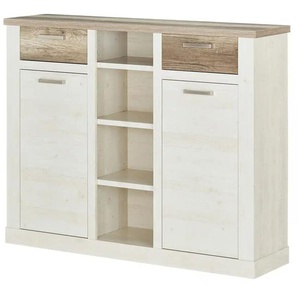 Highboard - weiß - Materialmix - 159,6 cm - 128,3 cm - cm 41,3 | Möbel Kraft