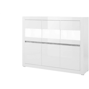 Highboard - weiß - Materialmix - 164 cm - 131 cm - cm 42,0 | Möbel Kraft