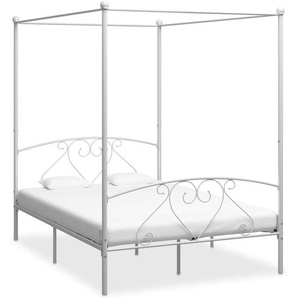 Himmelbett-Gestell Weiß Metall 140 x 200 cm