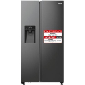 Hisense RS5P535NTFE Side-By-Side Kühl-Gefrier-Kombination, 376 Liter Kühlteil, 190 Liter Gefrierteil, Wasser-/Eisspender, Total NoFrost, Multi AirFlow, FastFreeze, schwarz 744154