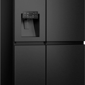 E (A bis G) HISENSE Side-by-Side RS818N4T Kühlschränke schwarz (gebürstetes edelstahl, schwarz) Kühl-Gefrierkombinationen