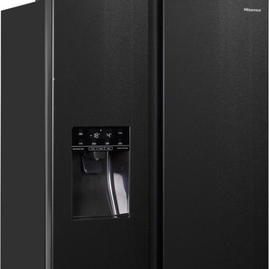 HISENSE Side-by-Side RSIM535A, E (A-G), silber (schwarz), B:91,5cm H:178,6cm T:69,8cm, Kühlschränke, Wasser-/Eisspender, NoFrost, mit Wassertank, Made in Europe, Topseller