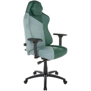 Hivar Gamingstuhl, Grün, Hellgrün, Metall, Textil, Drehkreuz, 79x142x77 cm, Stoffauswahl, Typenauswahl, Wippmechanik mit Härtegradeinstellung, Sitzfläche 360° drehbar, inklusive Armlehnen, Nackenkissen abnehmbar, ergonomische Rückenlehne, Kinder &