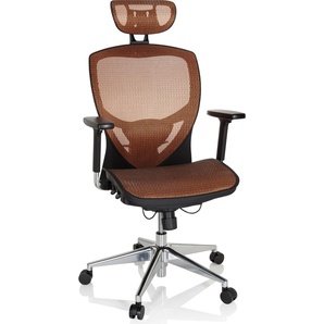 hjh OFFICE High End Bürostuhl VENUS ONE Ergonomischer Schreibtischstuhl mit Armlehnen Netzstoff Orange Drehstuhl für Büro, Zuhause 657020