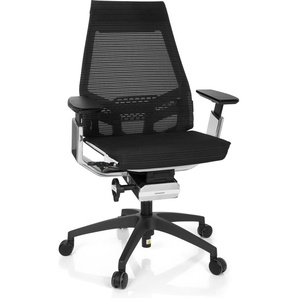 hjh OFFICE Profi Bürostuhl GENIDIA SMART WHITE CM Ergonomischer Schreibtischstuhl mit Armlehnen Netzstoff Schwarz/Weiß/Chrom Drehstuhl für Büro, Zuhause 652890