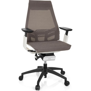 hjh OFFICE Profi Bürostuhl GENIDIA SMART WHITE Ergonomischer Schreibtischstuhl mit Armlehnen Netzstoff Grau/Weiß Drehstuhl für Büro, Zuhause 652889