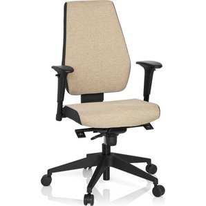 hjh OFFICE Profi Bürostuhl PRO-TEC 500 Ergonomischer Schreibtischstuhl mit Armlehnen (höhenverstellbar) Stoff Beige Drehstuhl für Büro, Zuhause 608819