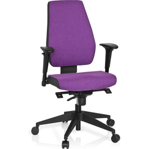 hjh OFFICE Profi Bürostuhl PRO-TEC 500 Ergonomischer Schreibtischstuhl mit Armlehnen (höhenverstellbar) Stoff Lila Drehstuhl für Büro, Zuhause 608817