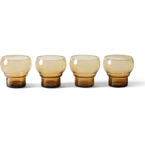 HK living 70s Ceramic bulb Trinkgläser - 4er-Set - amber - 4 Stück à 240 ml - Ø 8,7 cm - Höhe: 8,2 cm