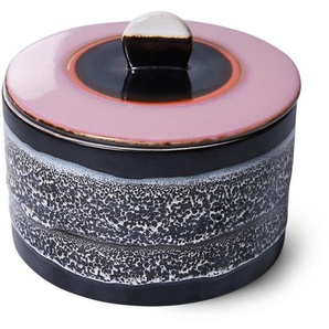 HK living 70s Ceramic Keksdose - black/pink - 1650 ml - Ø 17 cm - 17x17x14 cm