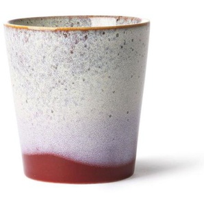 HK living 70s ceramics frost mug Kaffeebecher - white/red - 7,5x7,5x8 cm